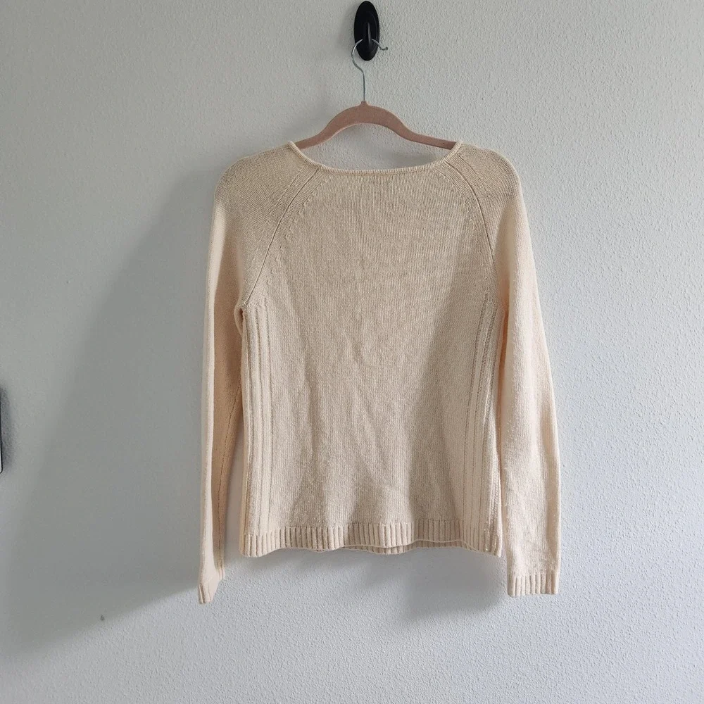 J.Crew‎ Merino Wool Cream Crewneck Sweater Womens Small